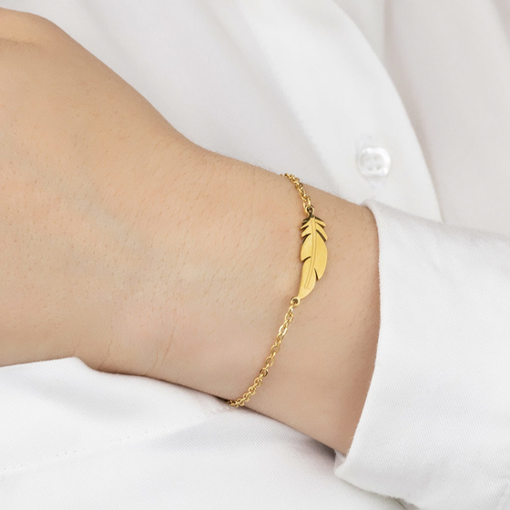 BRANSOLETKA skrzydło STAL SZLACHETNA POZŁACANA