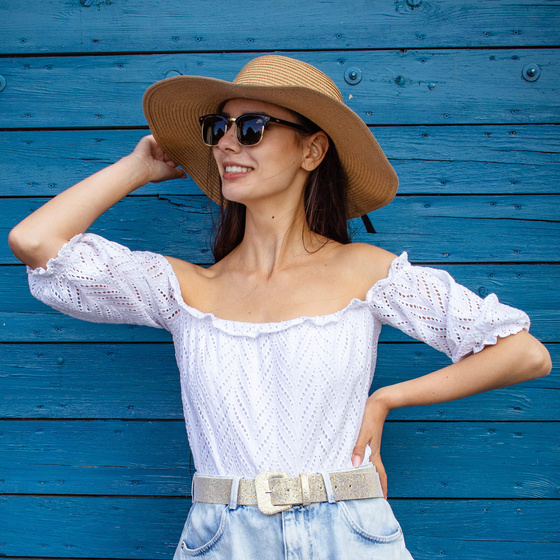 KAPELUSZ na lato SŁOMKOWY duże rondo SŁOMIANY letni DAMSKI kokarda