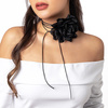Naszyjnik CHOKER ozdobny RÓŻA na szyję KWIAT na rzemyku elegancki czarny