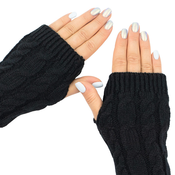 RĘKAWICZKI damskie bez palców MITENKI warkocz