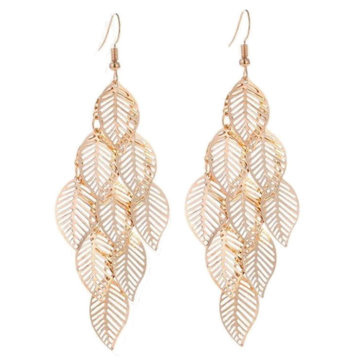 KOLCZYKI LISTKI eleganckie długie WISZĄCE Boho