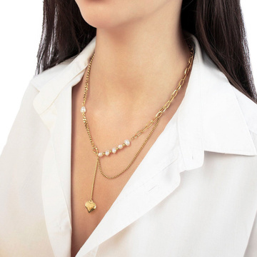 NASZYJNIK serce długi STAL SZLACHETNA POZŁACANA