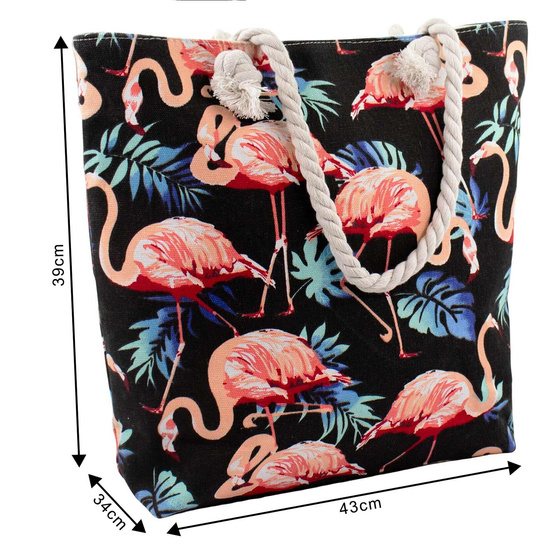 TOREBKA DAMSKA na ramię TORBA duża BOHO PLAŻOWA shopper pojemna FLAMINGI