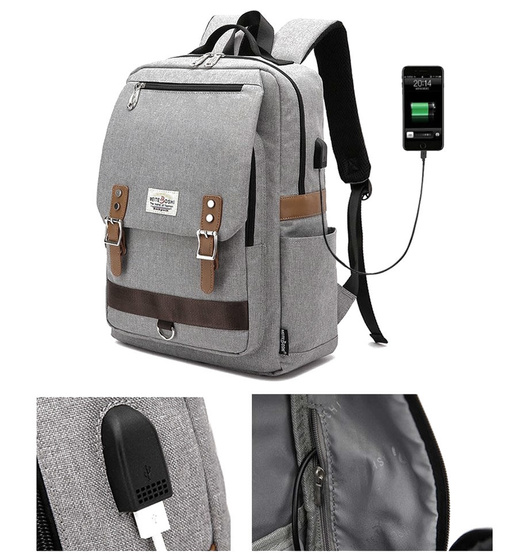 PLECAK POJEMNY na laptopa sportowy SZKOLNY duży miejski KABEL USB