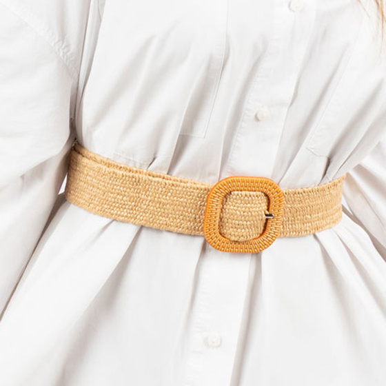 PASEK pas damski PLECIONY elastyczny rafia do sukienki SŁOMIANY PARCIANY