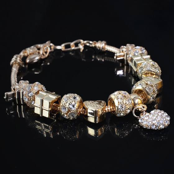 BRANSOLETKA modułowa ZŁOTA serduszko CHARMS