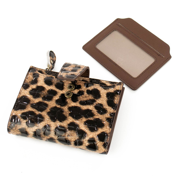 Alessio PORTFEL damski PANTERKA SKÓRA NATURALNA Pudełko PREZENTOWE