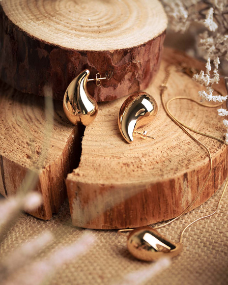 NASZYJNIK ZŁOTY ŁEZKA KROPLA - STAL SZLACHETNA POZŁACANA