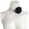 Naszyjnik CHOKER ozdobny KWIAT na szyję róża na rzemyku elegancki CZARNY