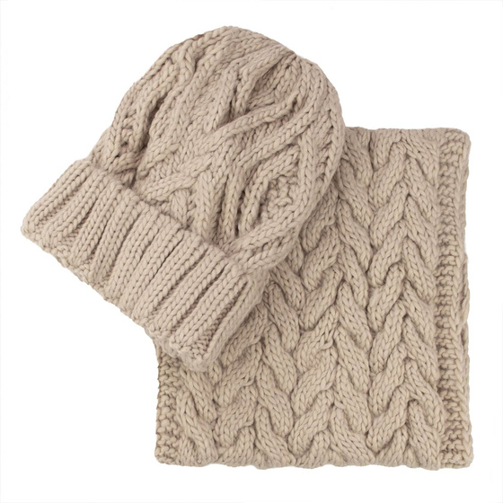 Alessio KOMPLET DAMSKI CZAPKA + KOMIN zimowy CIEPŁY