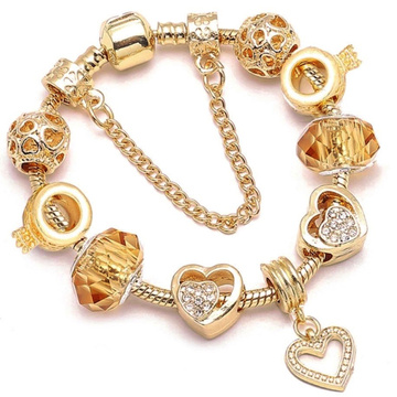 Bransoletka damska ZŁOTA charms MODUŁOWA serduszko