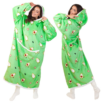 KOCOBLUZA KOC BLUZA CIEPŁA 2w1 GRUBA XXL FUTRZAK POLAR z kapturem OVERSIZE