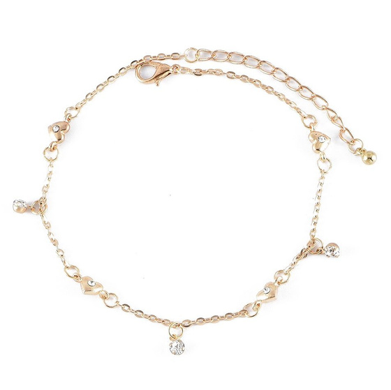 BRANSOLETKA NA NOGĘ kostkę złota CYRKONIE podwójna