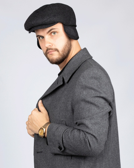 KASZKIET Męski Alessio NAUSZNIKI FLAT CAP Jesień Zima Czapka RETRO