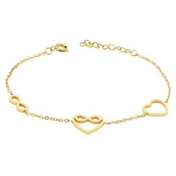 Bransoletka STAL SZLACHETNA POZŁACANA serduszka