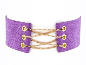 Choker NASZYJNIK przeplatany fioletowy