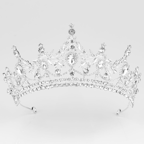 DIADEM Korona Tiara MISS GLOW ŚLUBNY srebrny cyrkonie KRYSZTAŁY