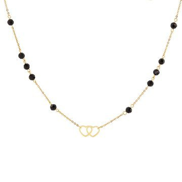 Naszyjnik koraliki serce STAL SZLACHETNA POZŁACANA