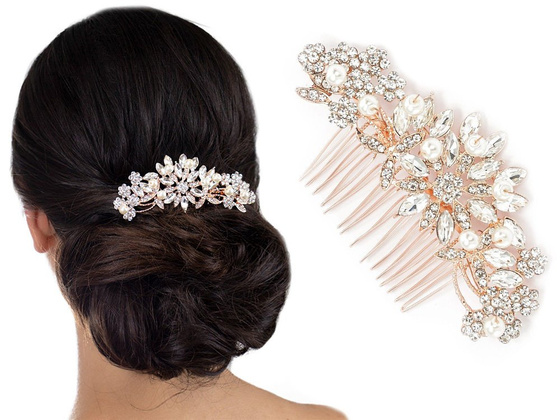 OZDOBA DO WŁOSÓW grzebyk ŚLUBNA kwiaty MIEDZIANA