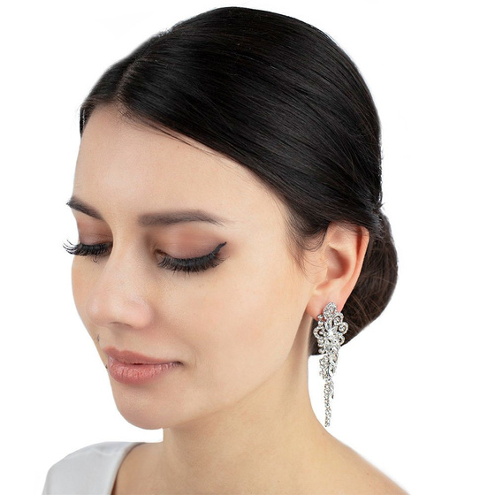 KOLCZYKI srebrne CYRKONIE kryształki ŚLUBNE długie