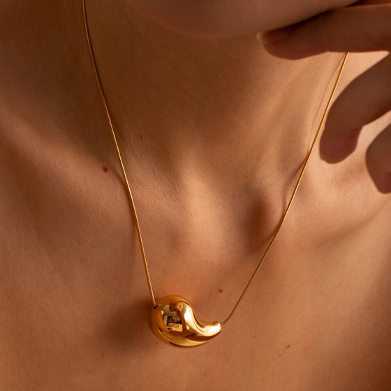 NASZYJNIK ZŁOTY ŁEZKA KROPLA - STAL SZLACHETNA POZŁACANA