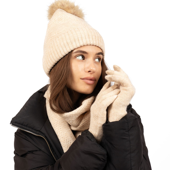 Alessio KOMPLET CZAPKA + SZALIK + RĘKAWICZKI DOTYKOWE ciepły POLAR ZIMOWY