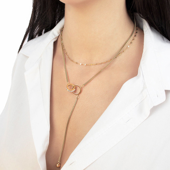 Naszyjnik długi STAL SZLACHETNA POZŁACANA żmijka