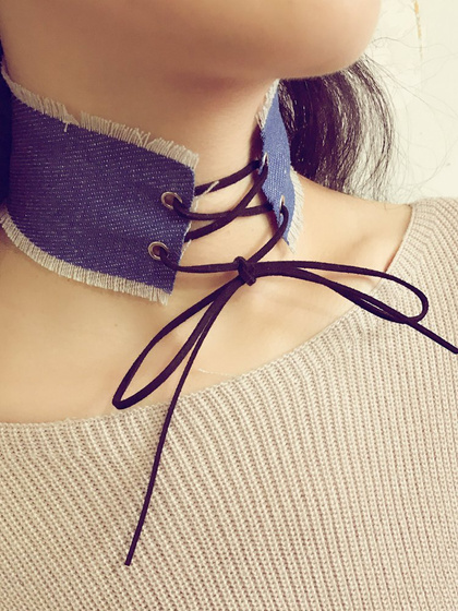 Choker NASZYJNIK jeans tradycyjny