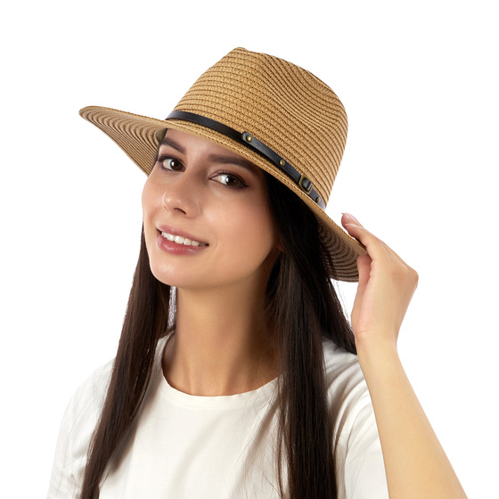 KAPELUSZ fedora letni SŁOMIANY DAMSKI MĘSKI panama SŁOMKOWY pleciony