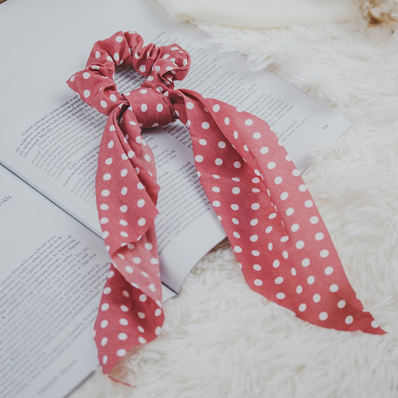 GUMKA do włosów APASZKA kropki RÓŻOWA scrunchies