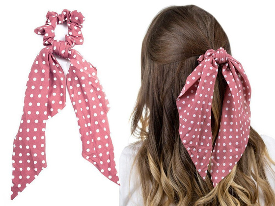 GUMKA do włosów APASZKA kropki RÓŻOWA scrunchies