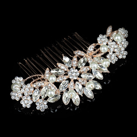 OZDOBA DO WŁOSÓW grzebyk ŚLUBNA kwiaty MIEDZIANA