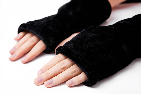 RĘKAWICZKI CIEPŁE DAMSKIE bez palców pluszowe ZIMOWE MITENKI gładkie