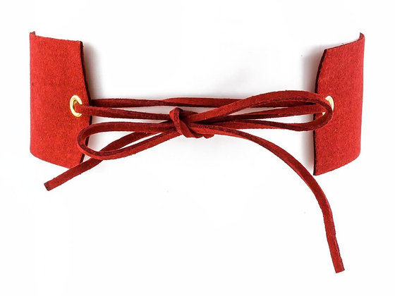 Choker NASZYJNIK przeplatany bordowy