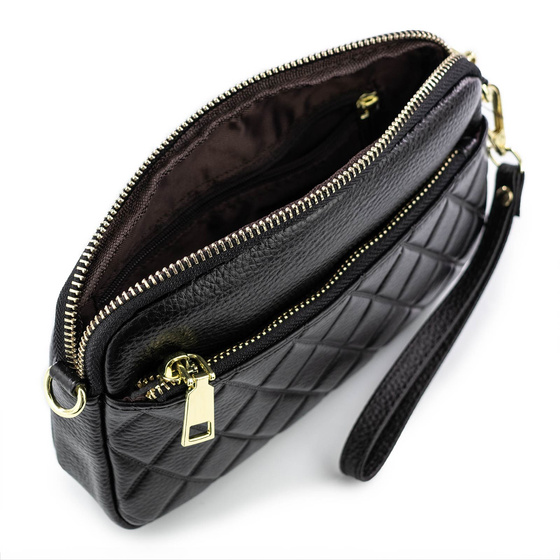 Alessio TOREBKA Damska CROSSBODY pikowana QUILTED SKÓRA NATURALNA