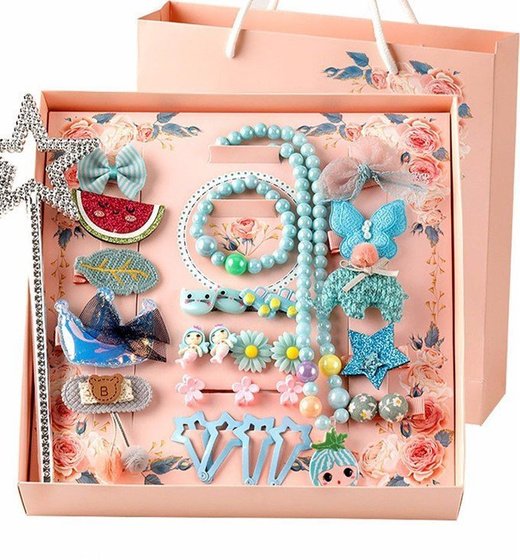 ZESTAW DLA DZIEWCZYNKI niebieski SPINKI naszyjnik