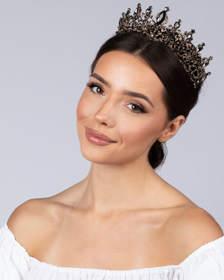 DIADEM Korona Tiara MISS GLOW Wieczorowy CZARNE cyrkonie KRYSZTAŁY