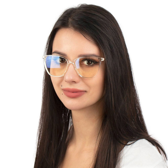 OKULARY damskie ZERÓWKI białe NERDY złote KUJONKI