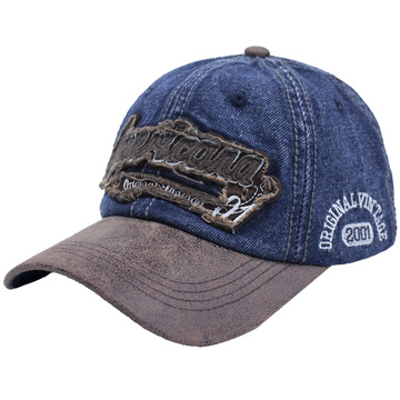 Czapka z daszkiem kaszkietówka BEJSBOLÓWKA męska JEANSOWA retro