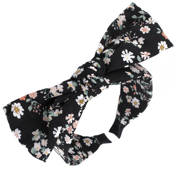 OPASKA do włosów KWIATY węzeł CZARNA kokarda SUPEŁ