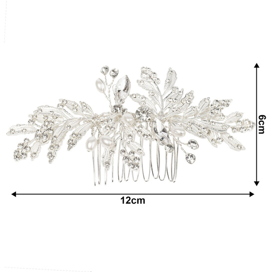 OZDOBA grzebyk do włosów ŚLUBNA cyrkonie SREBRNA