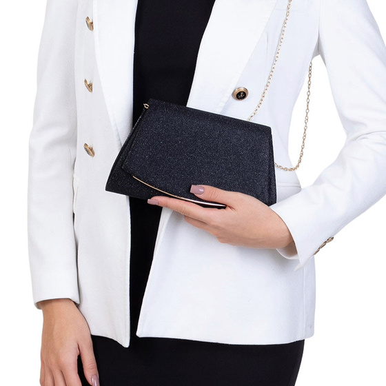 Torebka WIZYTOWA mała KOPERTÓWKA WIECZOROWA ŁAŃCUSZEK błyszcząca elegancka