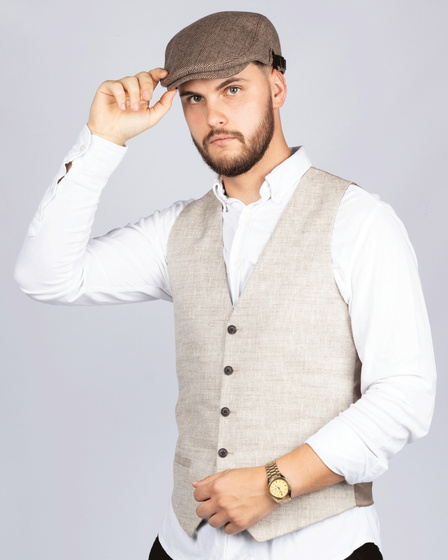 KASZKIET Męski Alessio Stylowy Elegancki FLAT CAP Jesień Zima Czapka RETRO