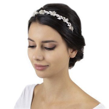OZDOBA ŚLUBNA DO WŁOSÓW opaska CYRKONIE srebrna