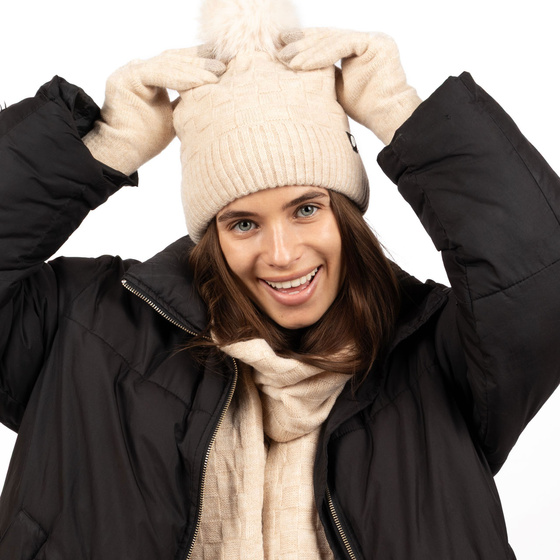 Alessio KOMPLET CZAPKA + SZALIK + RĘKAWICZKI DOTYKOWE ciepły POLAR ZIMOWY