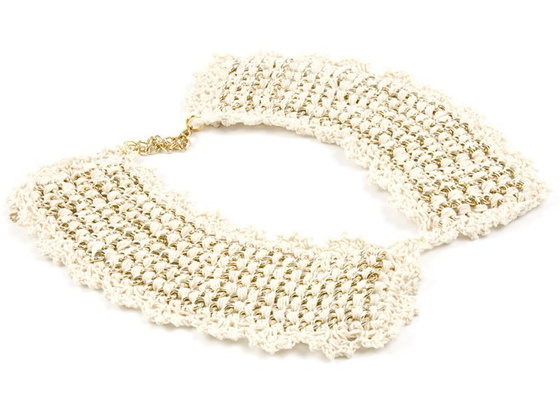 NASZYJNIK KOŁNIERZ materiałowy KREMOWY