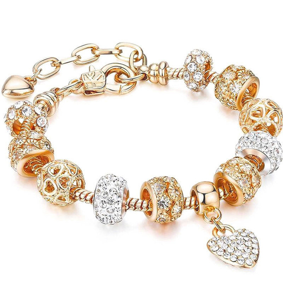 BRANSOLETKA MODUŁOWA charms ZŁOTA serduszko GOLD