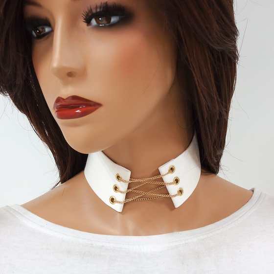 Choker NASZYJNIK przeplatany biały