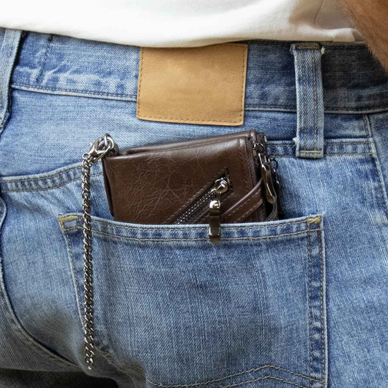 Alessio PORTFEL MĘSKI Block Kart RFID ŁAŃCUCH Pudełko PREZENTOWE