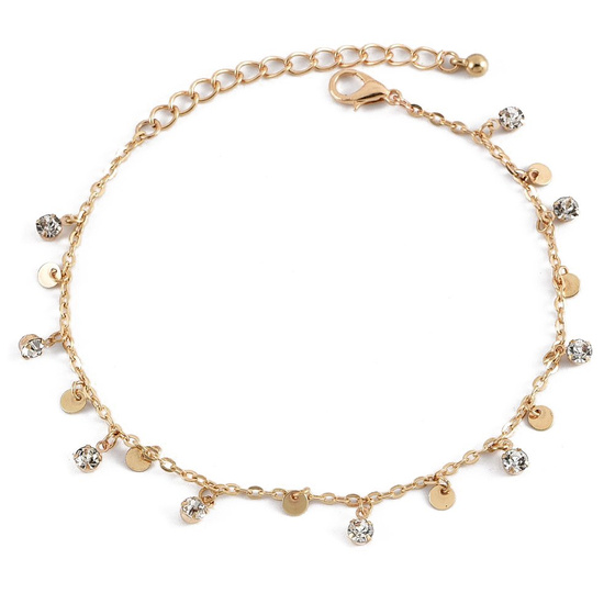 BRANSOLETKA na nogę GWIAZDA złota CYRKONIE